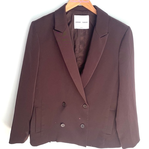 RTR SAMSOE SAMSOE Hoys blazer 7331 color mole DoubleBreasted Blazer, Size Medium - Picture 2 of 16